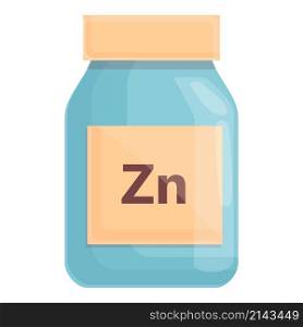 Zn capsule jar icon cartoon vector. Mineral food. Element iron. Zn capsule jar icon cartoon vector. Mineral food