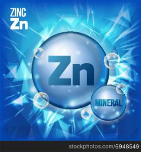 Zn Zinc Vector. Mineral Blue Pill Icon. Vitamin Capsule Pill Icon. Substance For Beauty, Cosmetic, Heath Promo Ads Design. 3D Mineral Complex With Chemical Formula. Illustration. Zn Zinc Vector. Mineral Blue Pill Icon. Vitamin Capsule Pill Icon. Substance For Beauty, Cosmetic, Heath Promo Ads Design. Mineral Complex With Chemical Formula. Illustration