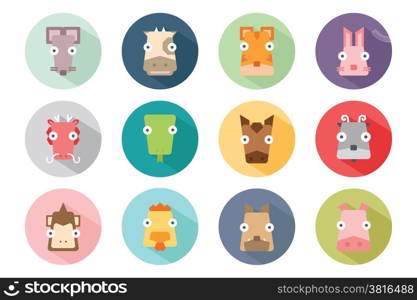 Zodiac animal icon set, vector