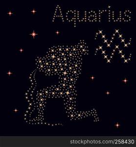 Zodiac sign Aquarius on a background of the starry sky, vector illustration