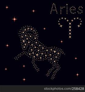 Zodiac sign Aries on a background of the starry sky, vector illustration