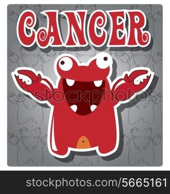 Zodiac sign Cancer with cute colorful monster