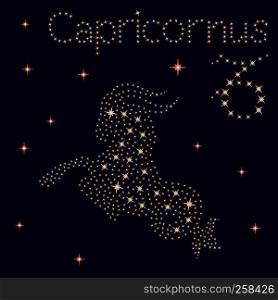 Zodiac sign Capricornus on a background of the starry sky, vector illustration