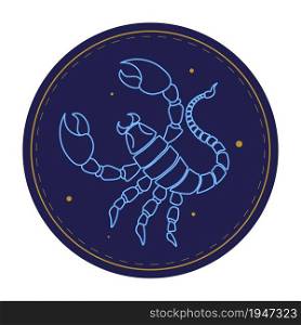Zodiac sign of scorpio, isolated astrological symbol of animal. Horoscope and prediction of personal traits and character, calendar and mythology, astronomy and astrology. Vector in flat style. Scorpio astrological sign, horoscope symbol vector