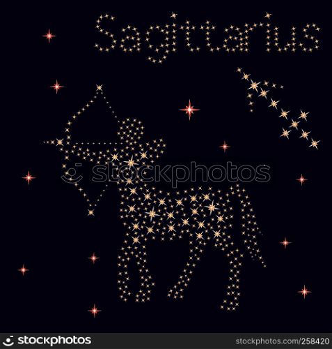 Zodiac sign Sagittarius on a background of the starry sky, vector illustration