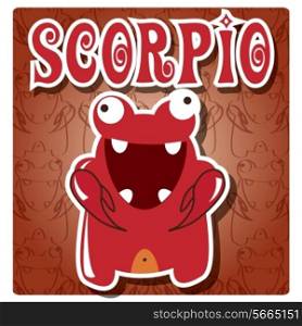 Zodiac sign Scorpio with cute colorful monster