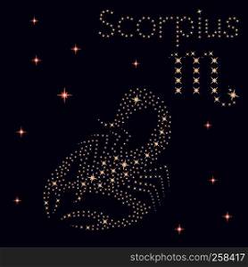 Zodiac sign Scorpius on a background of the starry sky, vector illustration