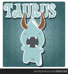 Zodiac sign Taurus with cute colorful monster