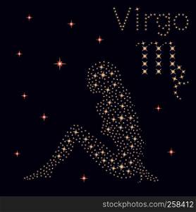 Zodiac sign Virgo on a background of the starry sky, vector illustration