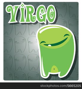 Zodiac sign Virgo with cute colorful monster