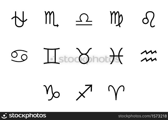Zodiac symbol black color set solid style vector illustration. Zodiac symbol black color set solid style image