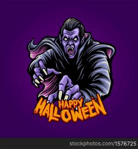 Zombie Dracula witchcraft Happy Halloween Illustrations for clothing apparel merchandise and poster publications