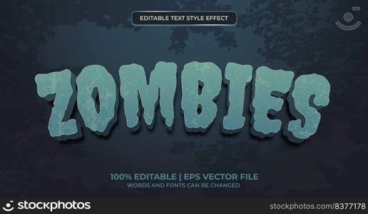Zombie editable text effect. Editable zombie text effect vector modern style