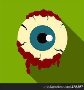 Zombie eyeball icon. Flat illustration of zombie eyeball vector icon for web isolated on lime background. Zombie eyeball icon, flat style