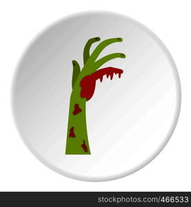 Zombie green bloody hand icon in flat circle isolated on white background vector illustration for web. Zombie green bloody hand icon circle