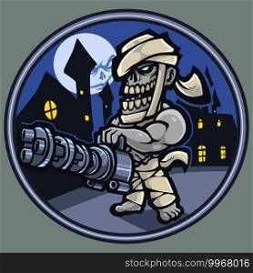 Zombie gunner mascot logo design