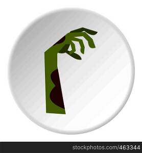 Zombie hand icon in flat circle isolated vector illustration for web. Zombie hand icon circle