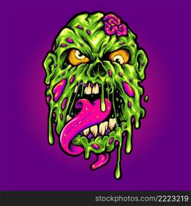 Zombie Head Horror Cartoon Illustrations