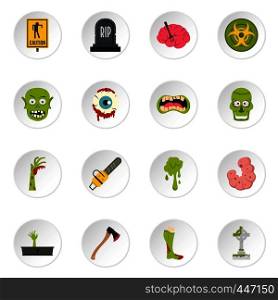 Zombie icons set in flat style isolated vector icons set illustration. Zombie icons set in flat style