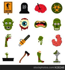 Zombie icons set in flat style isolated vector illustration. Zombie icons set in flat style