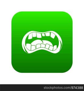 Zombie mouth icon digital green for any design isolated on white vector illustration. Zombie mouth icon digital green