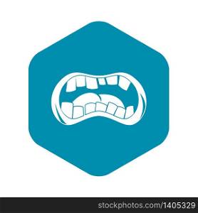 Zombie mouth icon. Simple illustration of zombie mouth vector icon for web. Zombie mouth icon, simple style