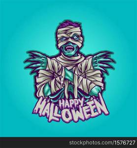 Zombie Mummy, Happy Halloween Illustrations for clothing merchandise apparel and sticker publications your brands