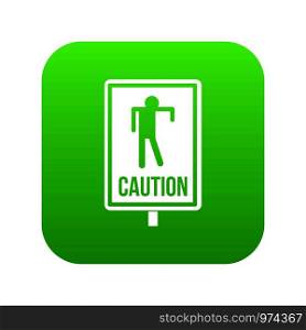 Zombie road sign icon digital green for any design isolated on white vector illustration. Zombie road sign icon digital green