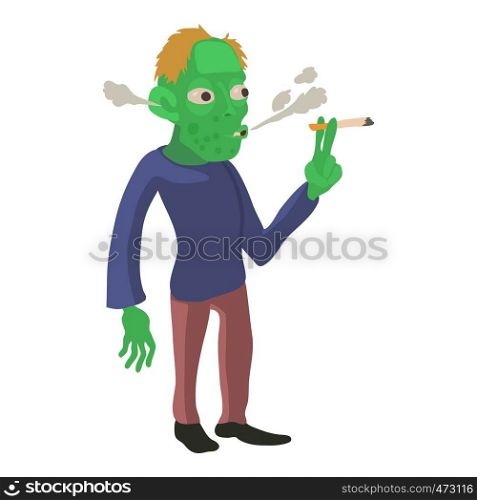 Zombie smokes icon. Cartoon illustration of zombie vector icon for web. Zombie smokes icon, cartoon style