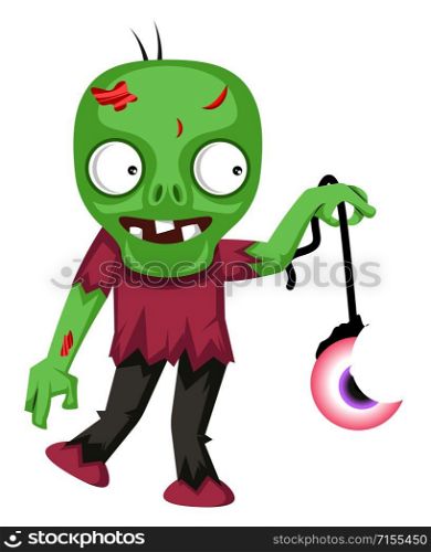 Zombie with eye, illustration, vector on white background.