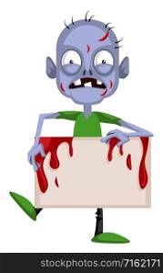 Zombie with table, illustration, vector on white background.