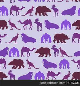 Zoo seamless Patten. Color background of wild beasts. Texture of animals: bear and camel.&#xA;