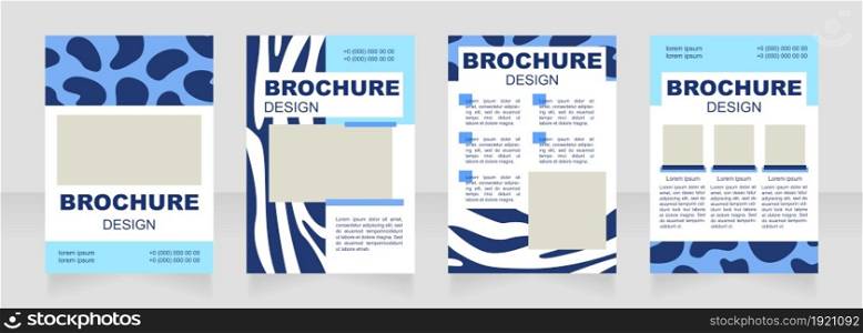Zoo wildlife blue blank brochure layout design. Elegant print. Vertical poster template set with empty copy space for text. Premade corporate reports collection. Editable flyer paper pages. Zoo wildlife blue blank brochure layout design
