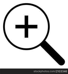 Zoom in icon. Magnify glass with plus sign isolated on white background. Zoom in icon. Magnify glass with plus sign