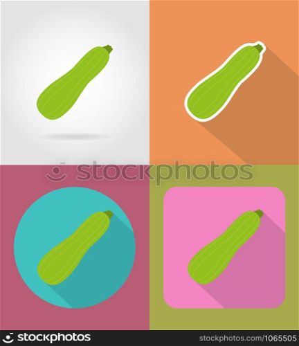 zucchini vegetable flat icons with the shadow vector illustration isolated on background
