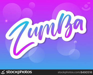 Zumba dance studio text. Calligraphy word banner design. Aerobic fitness. Vector hand lettering Illustration. Zumba dance studio text. Calligraphy word banner design. Aerobic fitness. Vector hand lettering Illustration on white background.