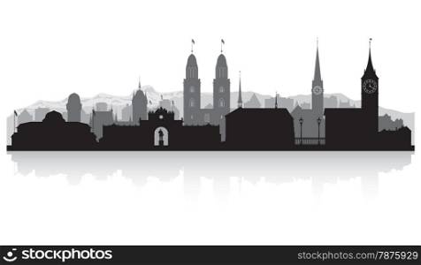 Zurich Switzerland city skyline vector silhouette illustration