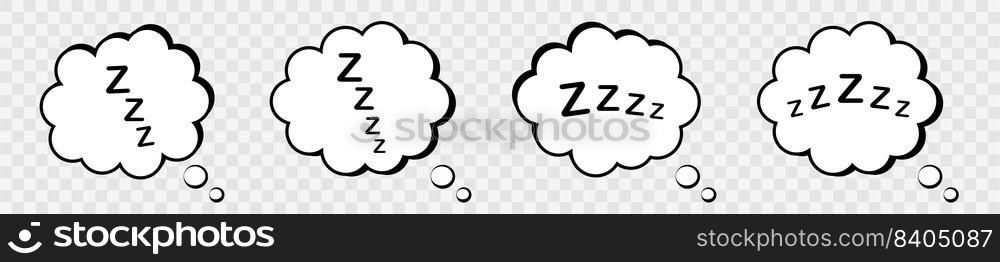 Zzz sleep in carton bubble. Sleeping zzzz text with cloud in comic style. Vector illustration.. Zzz sleep in carton bubble. Sleeping zzzz text with cloud in comic style. 