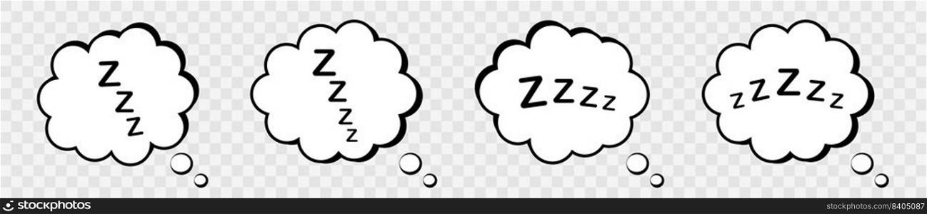 Zzz sleep in carton bubble. Sleeping zzzz text with cloud in comic style. Vector illustration.. Zzz sleep in carton bubble. Sleeping zzzz text with cloud in comic style. 